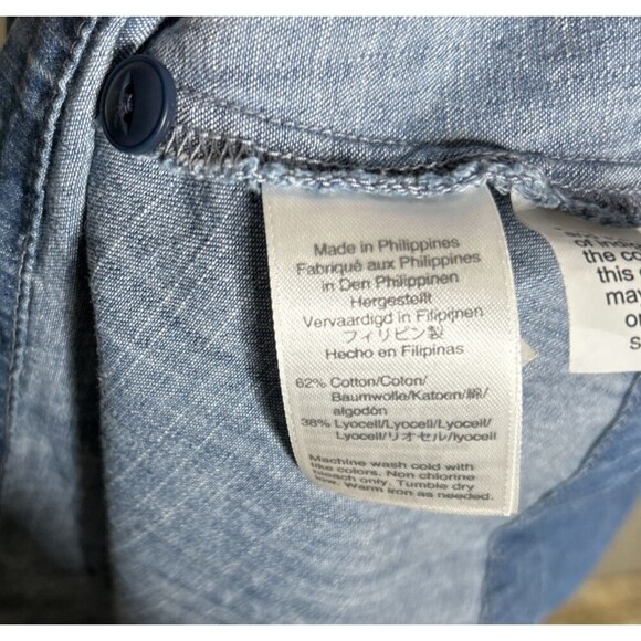 Madewell Denim Shirt Dress Mini Daylily Blue Short Sleeves Size 0 - Picture 7 of 8